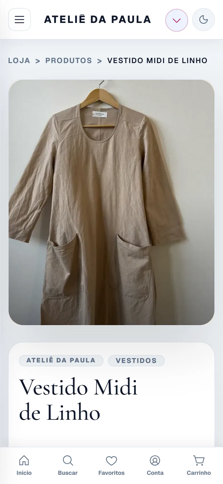 A página que o cliente vê no storefront Lojist